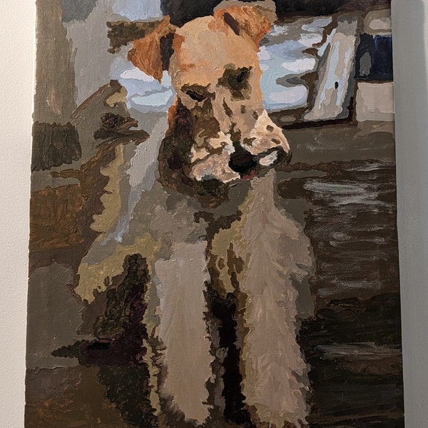 Tableau peinture moderne design Fox Terrier