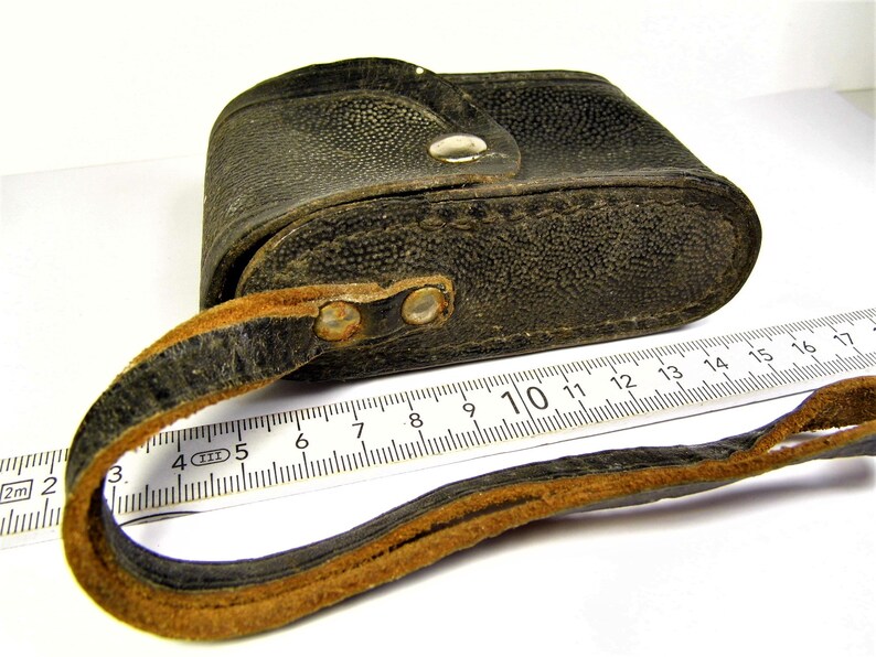 Old vintage retro Soviet Union USSR CCCP black leather case bag OTK 22 authentic rare unique collectible item for collection 220sr