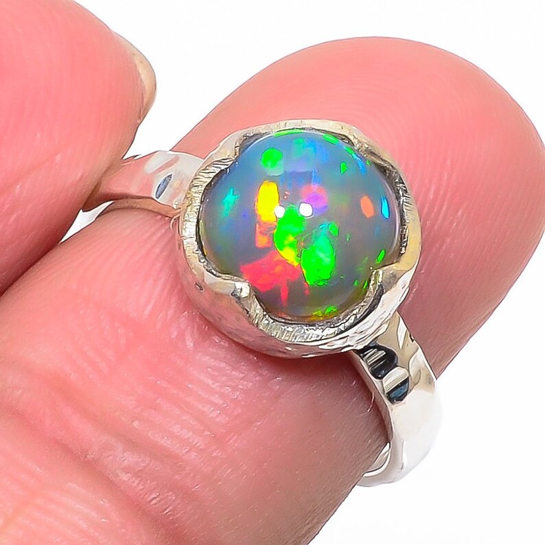Natural Ethiopian Fire Opal Gemstone ring Birthstone Gift fro her Handmade 925 Sterling Silver Jewelry Ring