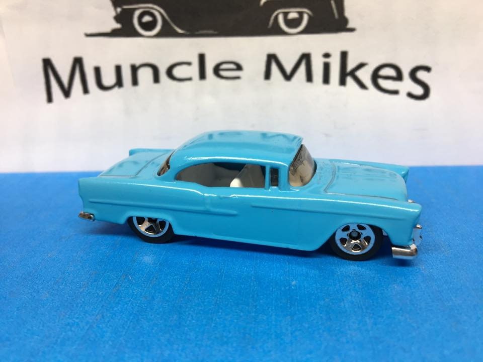 Custom Hot Wheels 1955 Chevy Custom Painted Satin Island Splash Blue Free Shipping!