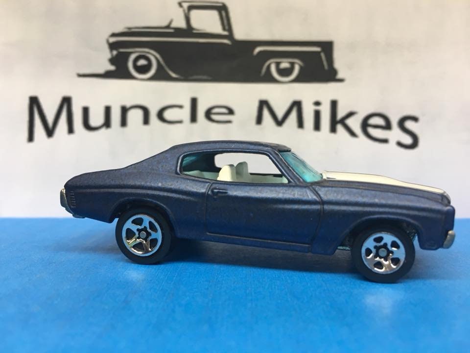 Custom Hot Wheels 70 Chevelle ss Factory Satin Flat Metallic Blue