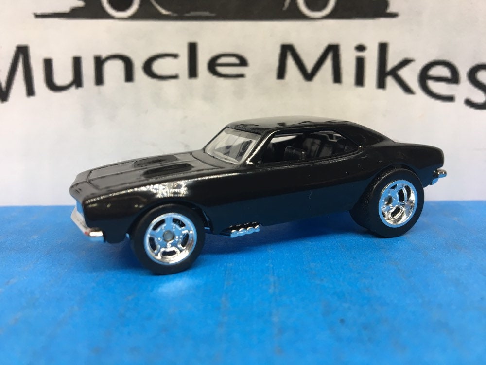 Custom Hot Wheels 1967 Chevy Camaro Drag Wheels With Rubber Tires Custom Paint JET GLOSS BLACK