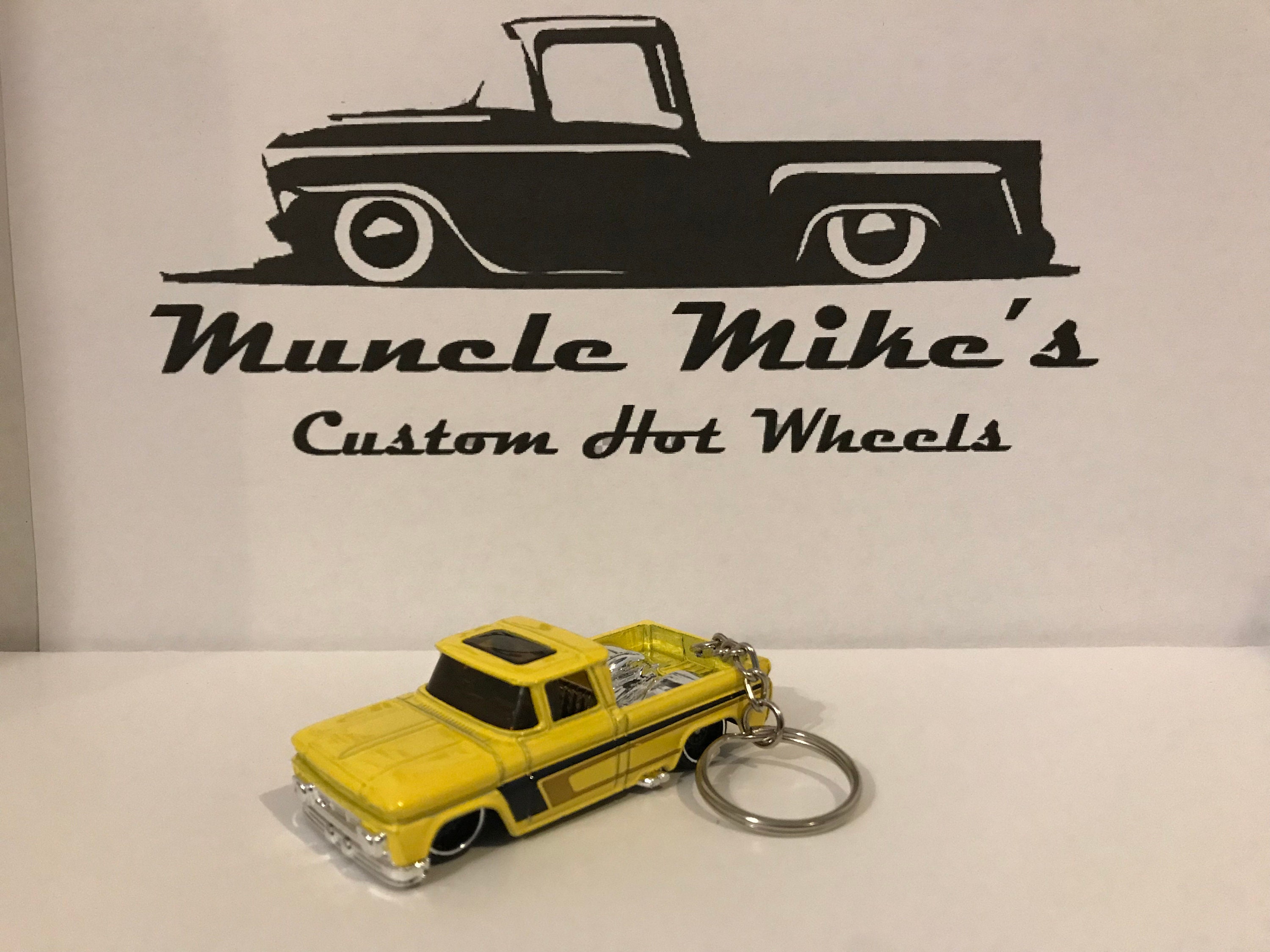 Custom Hot Wheels yellow 1962 Custom '62 Chevy Pickup Truck Christmas Ornament, Keychain or Zipper Pull Free Shipping!