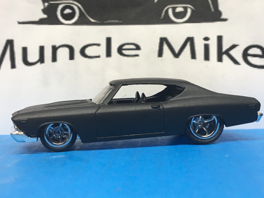 Custom Hot Wheels 69 Chevelle Ss 396 Flat Black Rubber Tires Real Rider Style