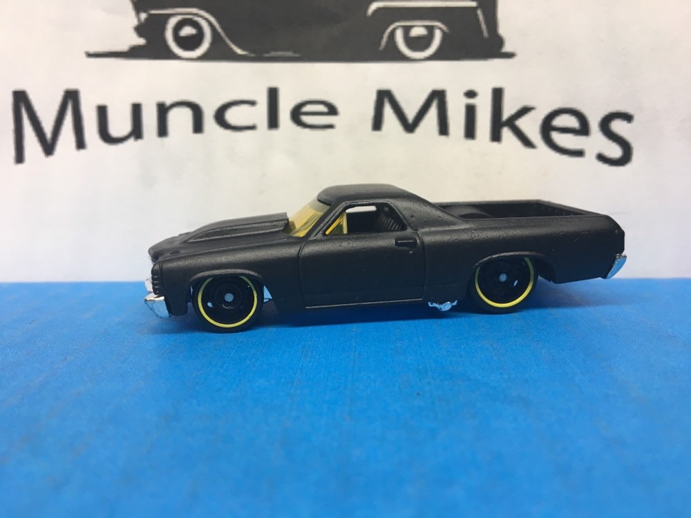 Custom Hot Wheels 1971 Chevy El Camino Muscle Car Custom Painted Flat Black Free Shipping!