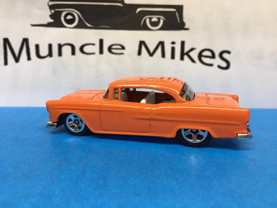 Custom Hot Wheels 55 Chevy Custom Painted Tangerine Orange