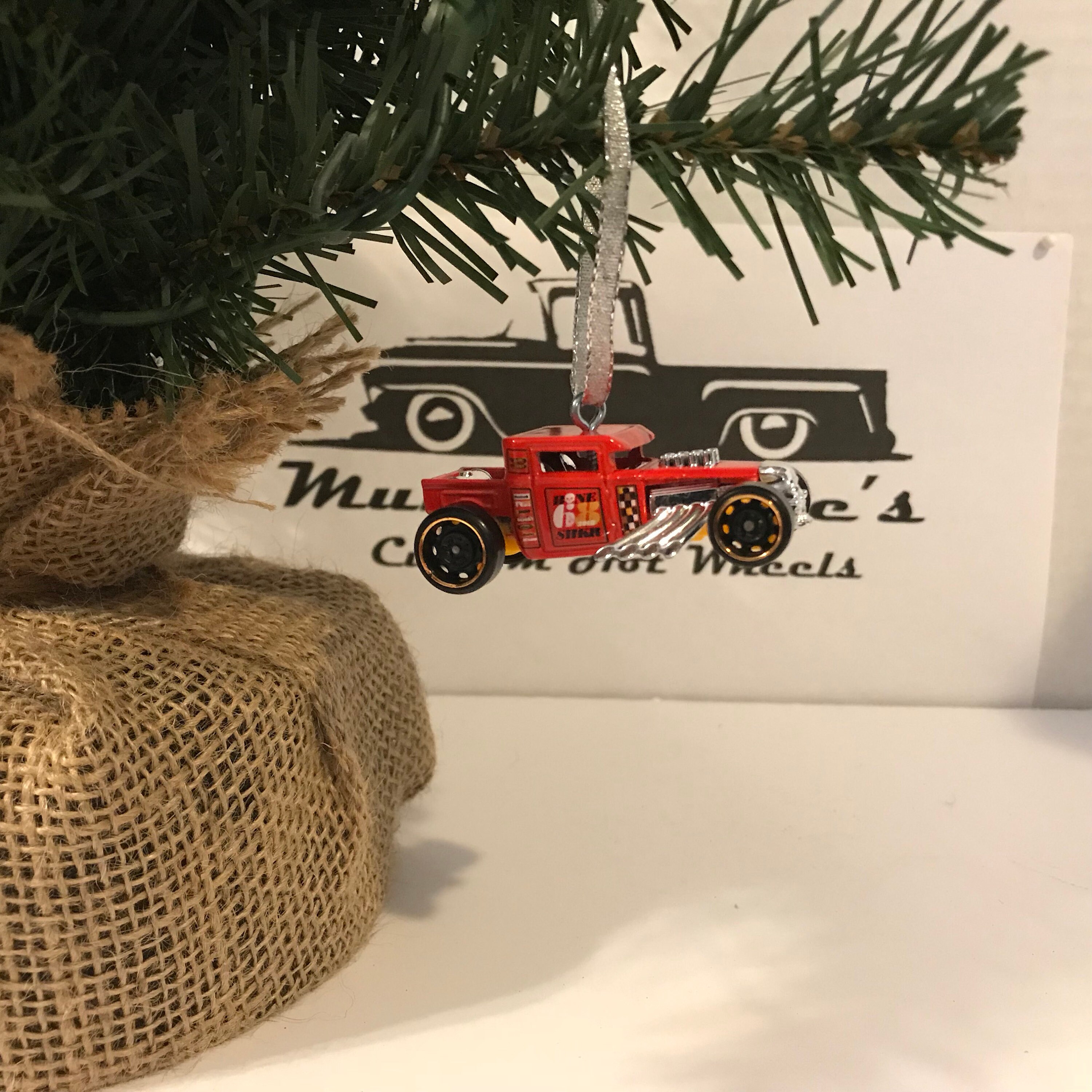 Hot Wheels Christmas Ornament One Custom red bone shaker hot rod hotrod rat rod ratrod pickup truck Christmas Ornament Free Shipping!