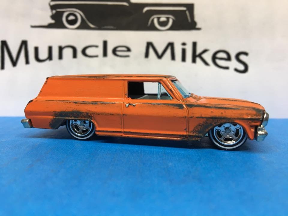 Custom Hot Wheels Patina 64 Chevy Nova Panel Rubber Tires Real Rider Style