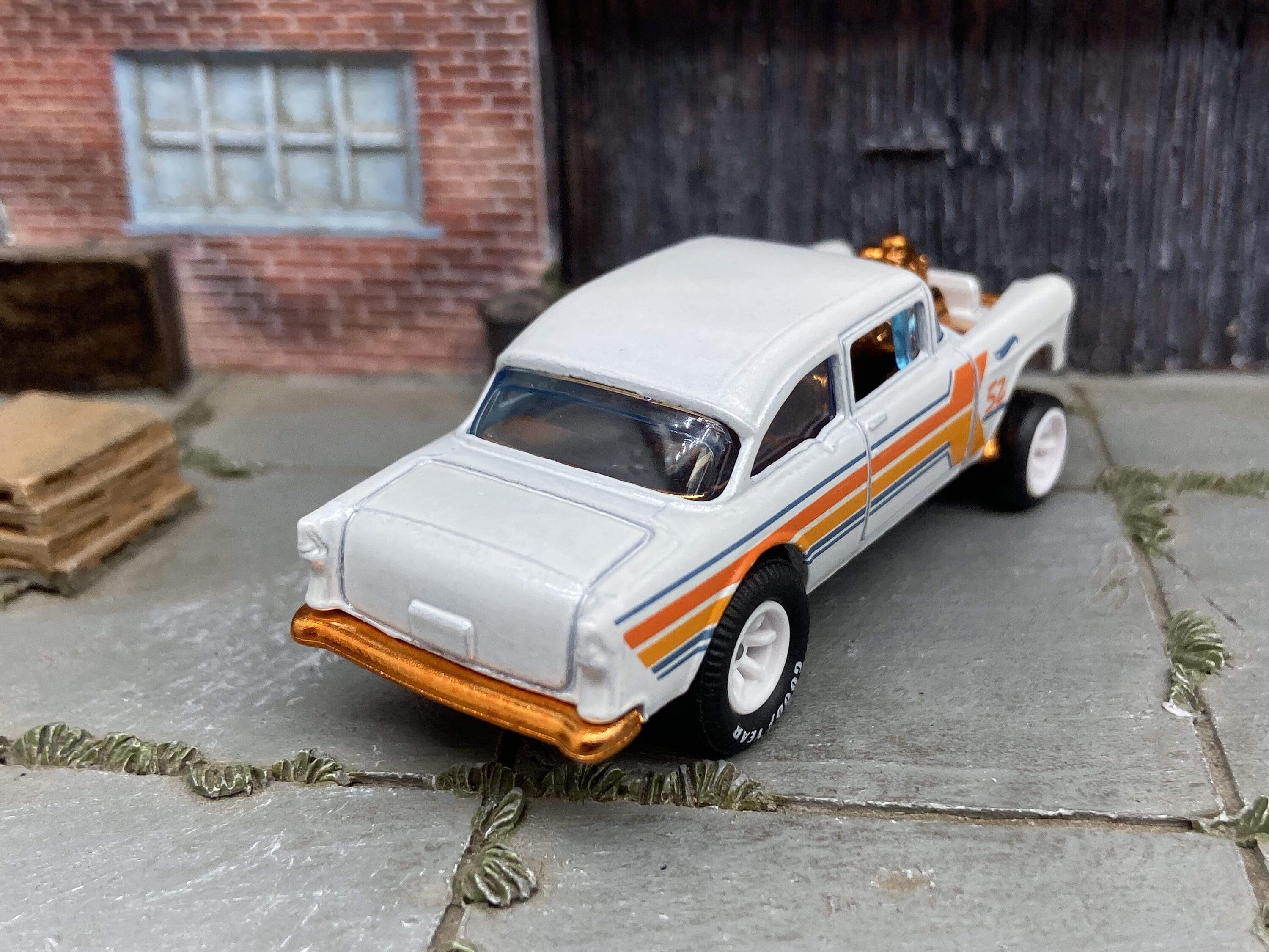 Custom Hot Wheels 1955 Chevy Gasser in Pearl White and Copper With