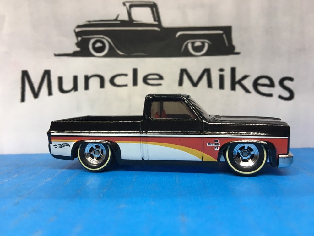 Custom Hot Wheels 1983 Chevy Silverado SWB C10 With Chrome Wheels and Rubber Tires Genuine Real Riders