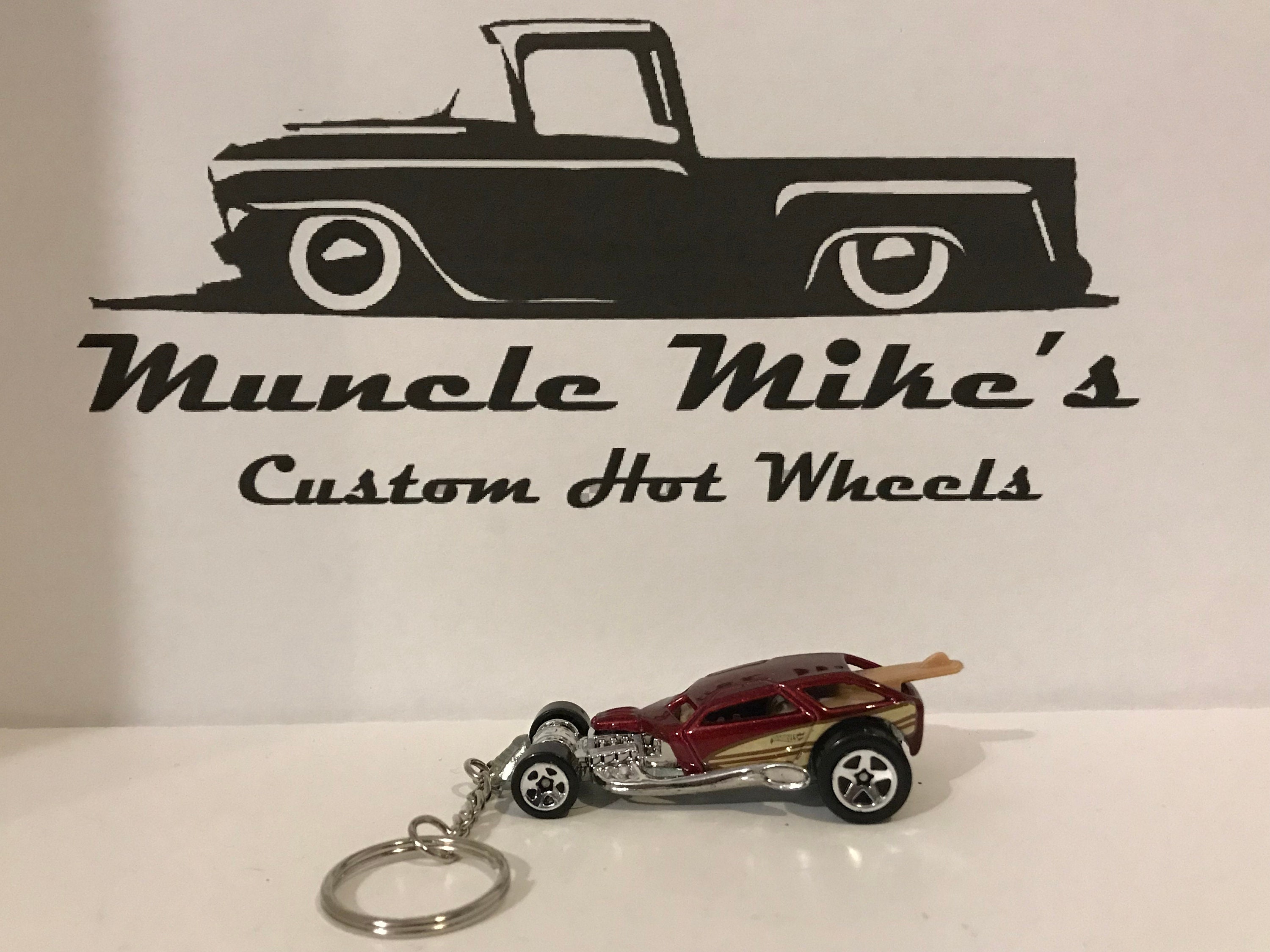 Custom Hot Wheels maroon burgandy Surf Crate key chain keychain