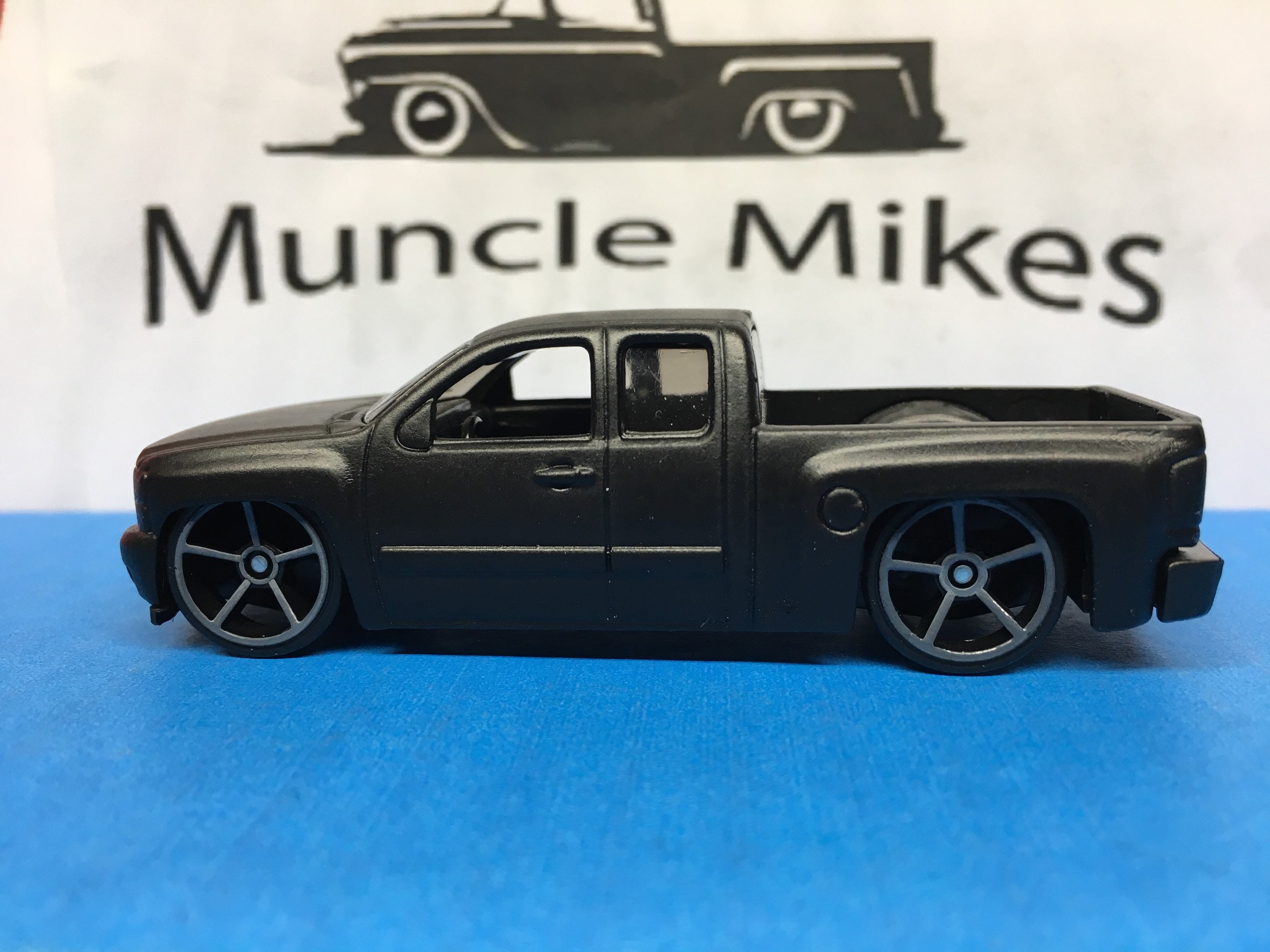 Custom Hot Wheels Chevy Silverado Flat Black Free Shipping!