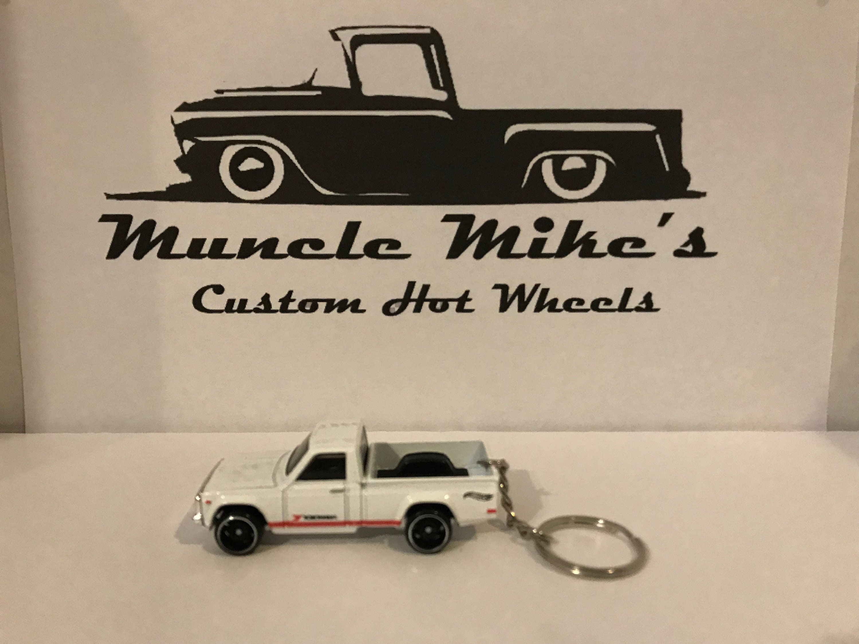 Custom Hot Wheels white Mazda REPU DTX00 pickup truck Christmas Ornament, Keychain or Zipper Pull