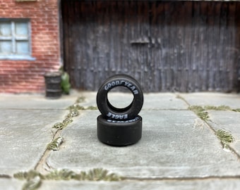 Custom Hot Wheels Wheels and Matchbox Rubber Tires - Race Tires Goodyear Eagle Rubber Drag Slicks 12mm