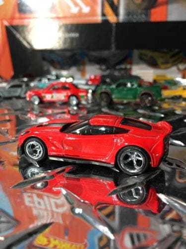 Custom Hot Wheels Corvette C7 Z06 2016 Rubber Tires Real Rider Style
