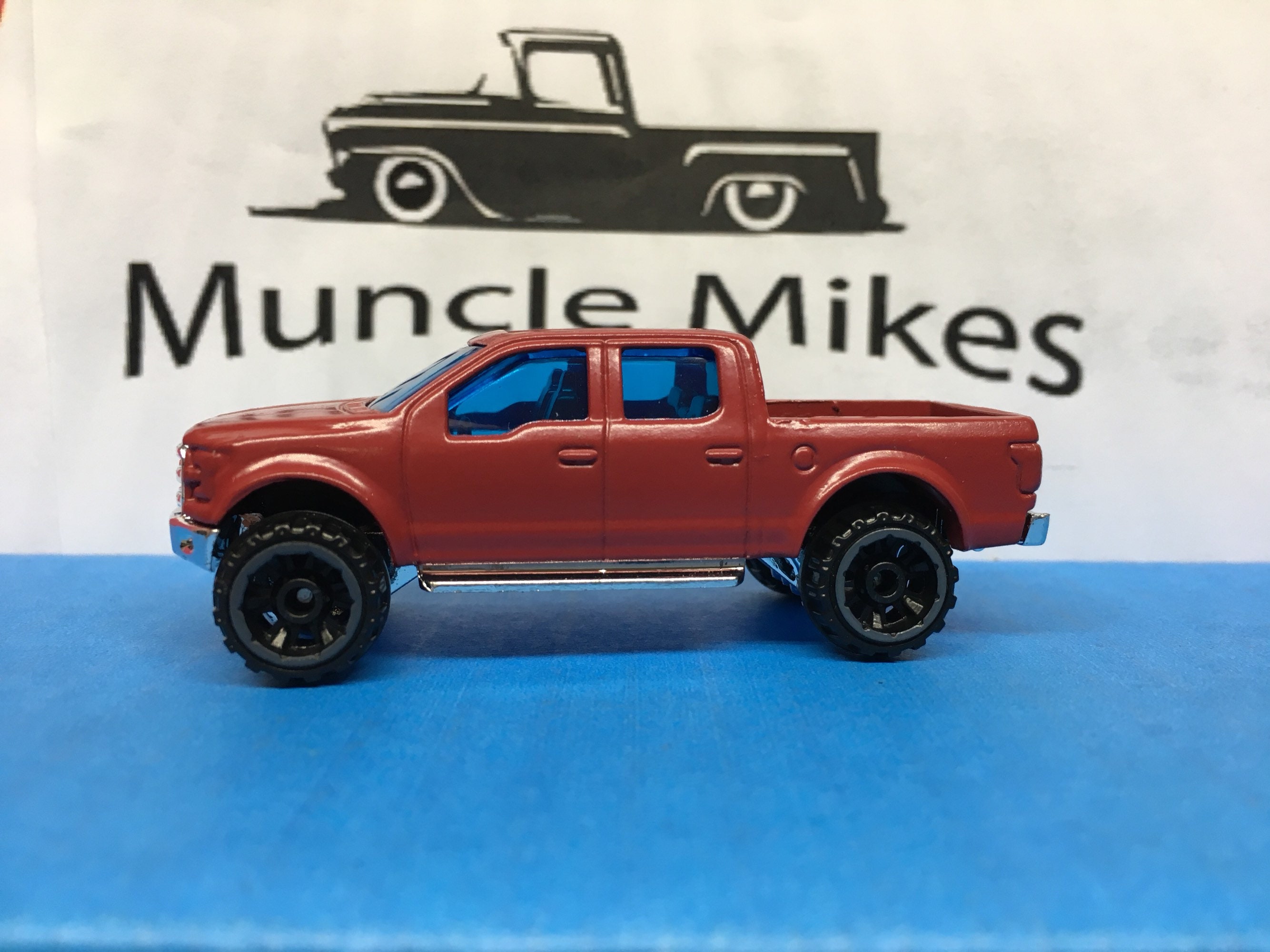 Custom Hot Wheels Lifted 2015 F150 Truck Flat Red (BW)