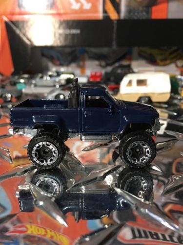Custom Hot Wheels 1987 Toyota 4X4 Pickup Truck Navy Blue (Super Rare)