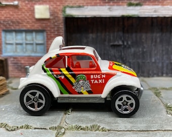 Loose Hot Wheels - Volkswagen VW Baja Bug - White, Red, Green and Yellow Bug'n Taxi