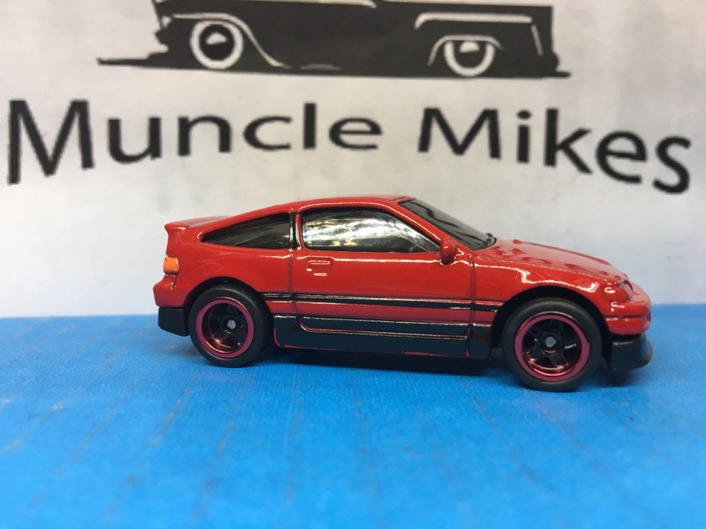 Custom Hot Wheels Honda CRX Red Lip Racing Wheels and Rubber Tires