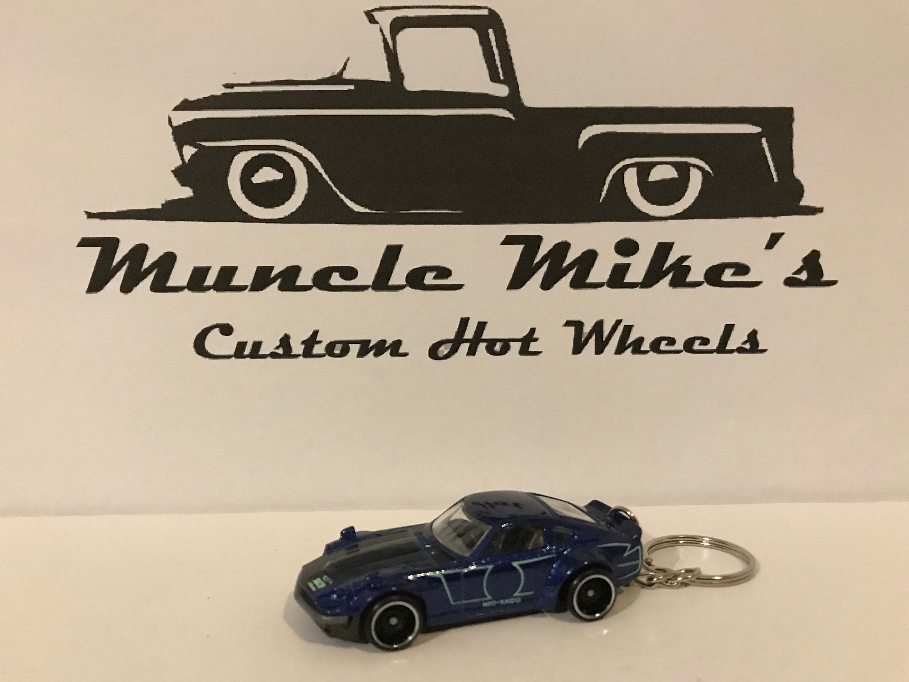 Custom Hot Wheels Blue Custom Datsun 240z key chain keychain