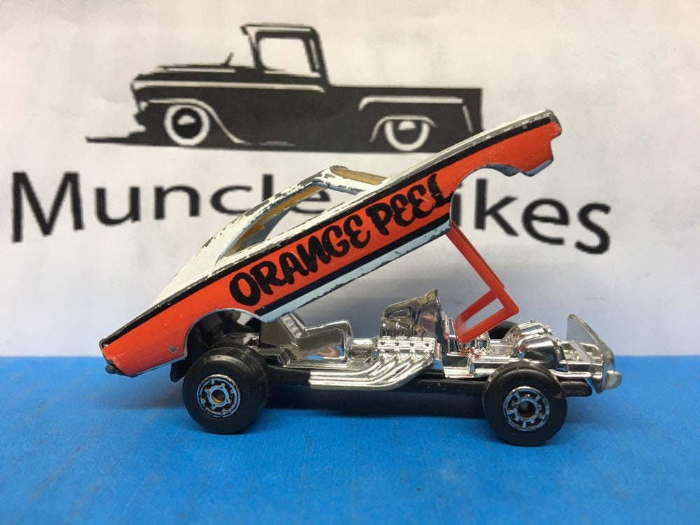 Classic Matchbox Orange Peel Funny Car Dragster With Clear Display Case