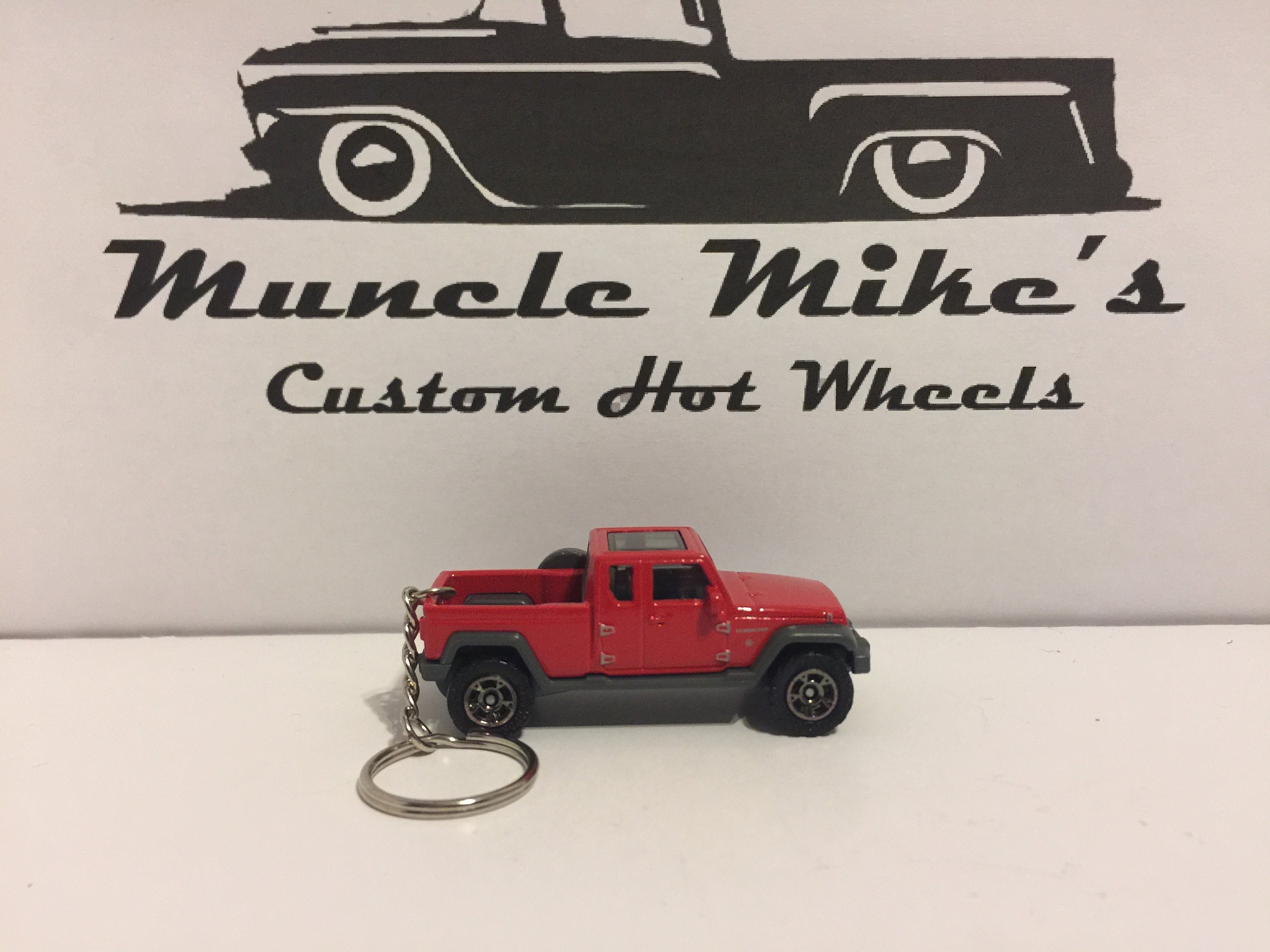 Custom Matchbox red '17 2017 Jeep Gladiator pickup truck key chain keychain (not Hot Wheels)