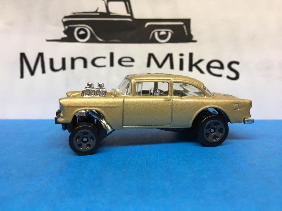 Custom Hot Wheels 55 chevy Gasser Custom Painted Pure Gold