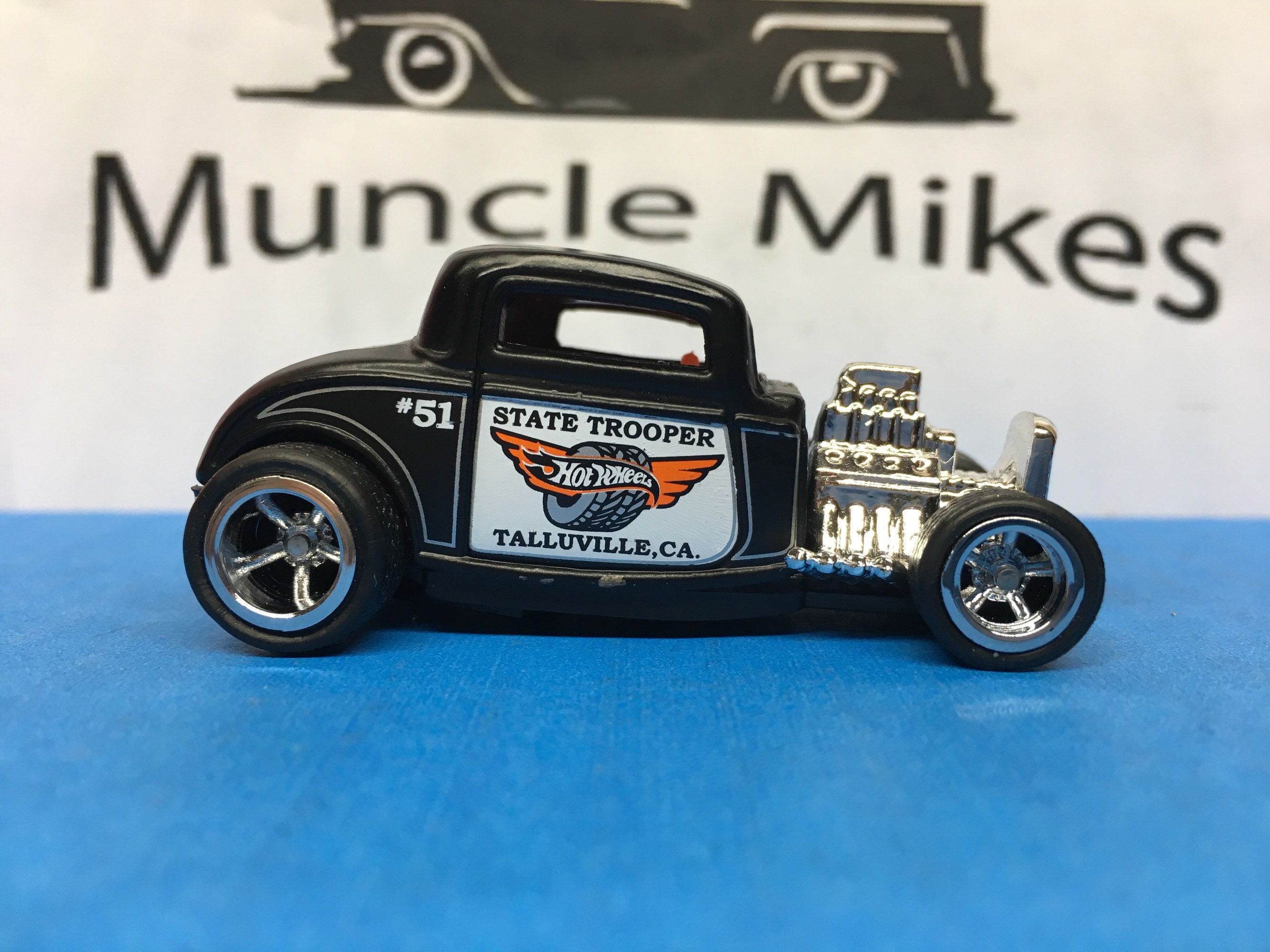 Custom Hot Wheels 32 Ford State Trooper Rubber Tires Real Rider Style