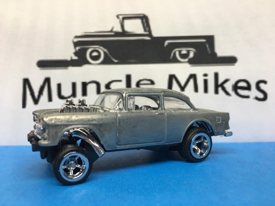 Custom Hot Wheels 55 Chevy Gasser Rubber Tires Real Rider Style