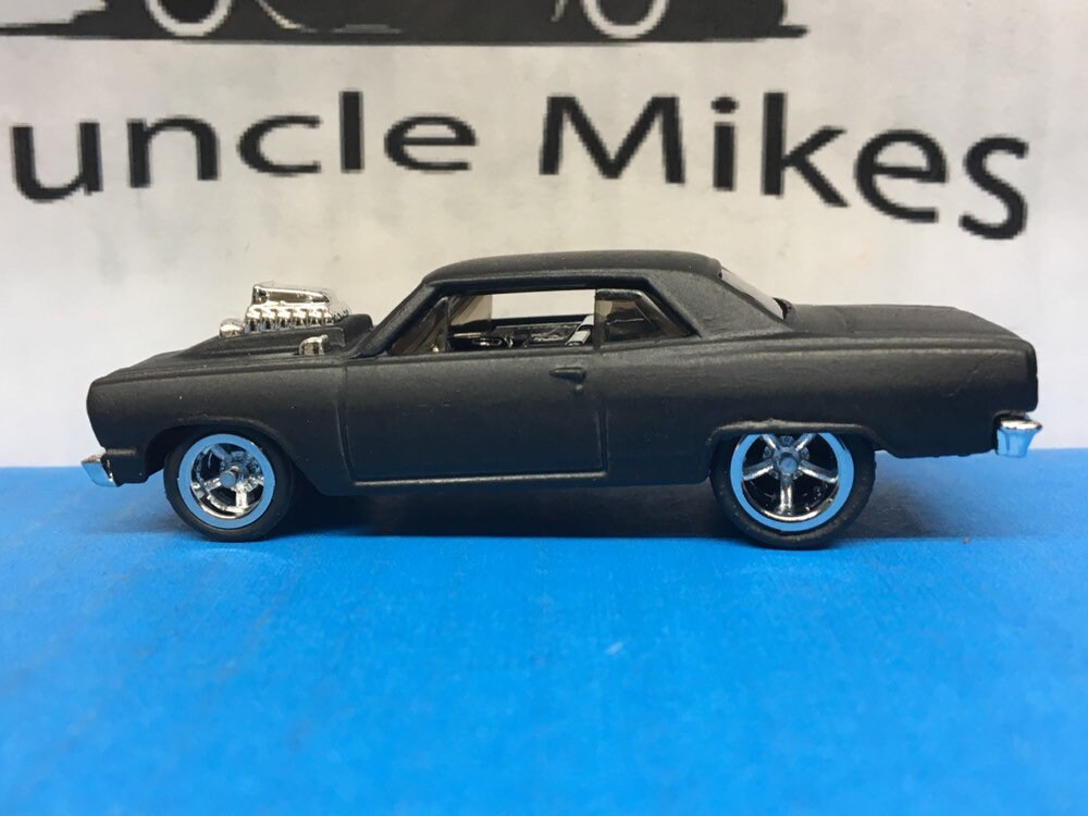 Custom Hot Wheels 1964 Chevelle SS Supercharged Rubber Tires American Racing Wheels FLAT BLACK