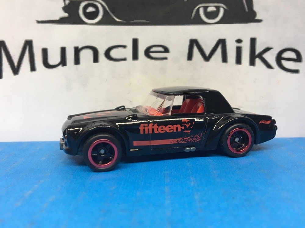 Custom Hot Wheels Datsun Fairlady 2000 Rubber Tires Black and Red Racing Wheels BLACK