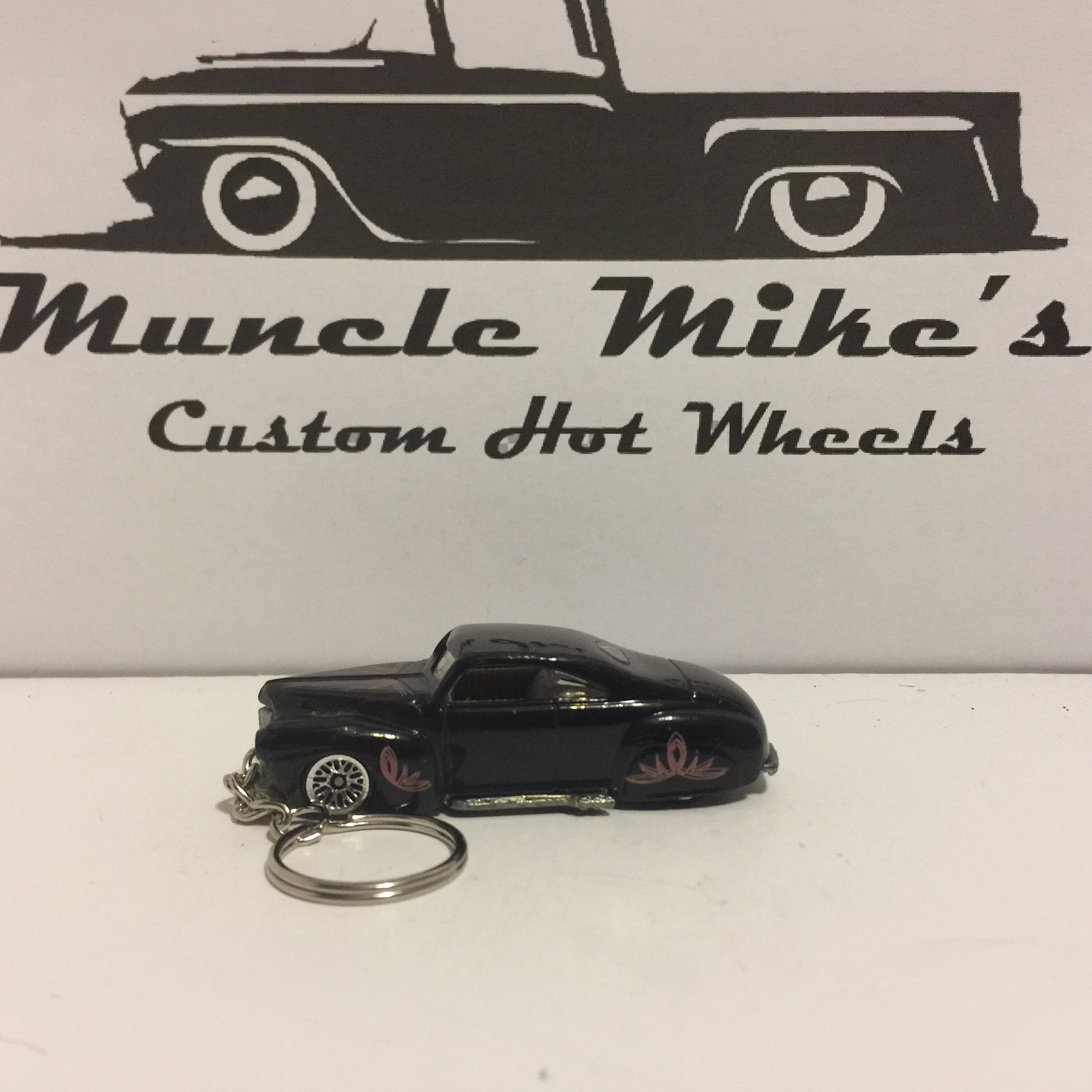 one-of-a-kind Custom Hot Wheels black with pink pinstripe '41 Ford Coupe