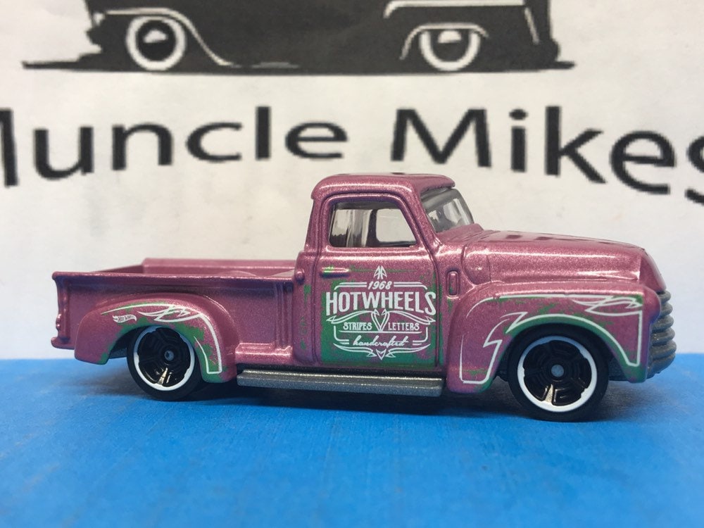 Collectible 2018 Hot Wheels 1952 Chevy Pick Up Truck PINK With Custom Clear Display Case Free Shipping!