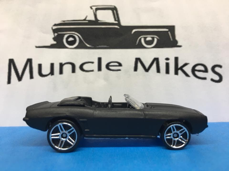 Custom Hot Wheels 69 Camaro Convertible Flat Black