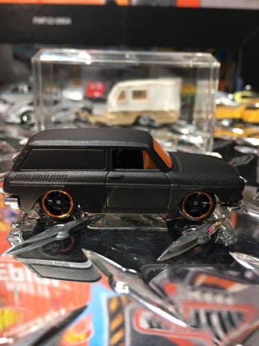 Custom Hot Wheels 1969 Vw Volkswagen Square Back Wagon Flat Black