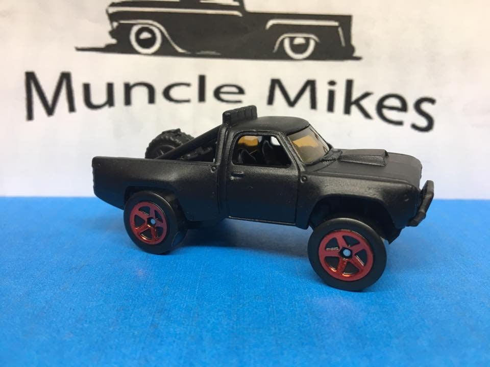 Custom Hot Wheels 1987 Dodge D100 Off-Road Flat Black