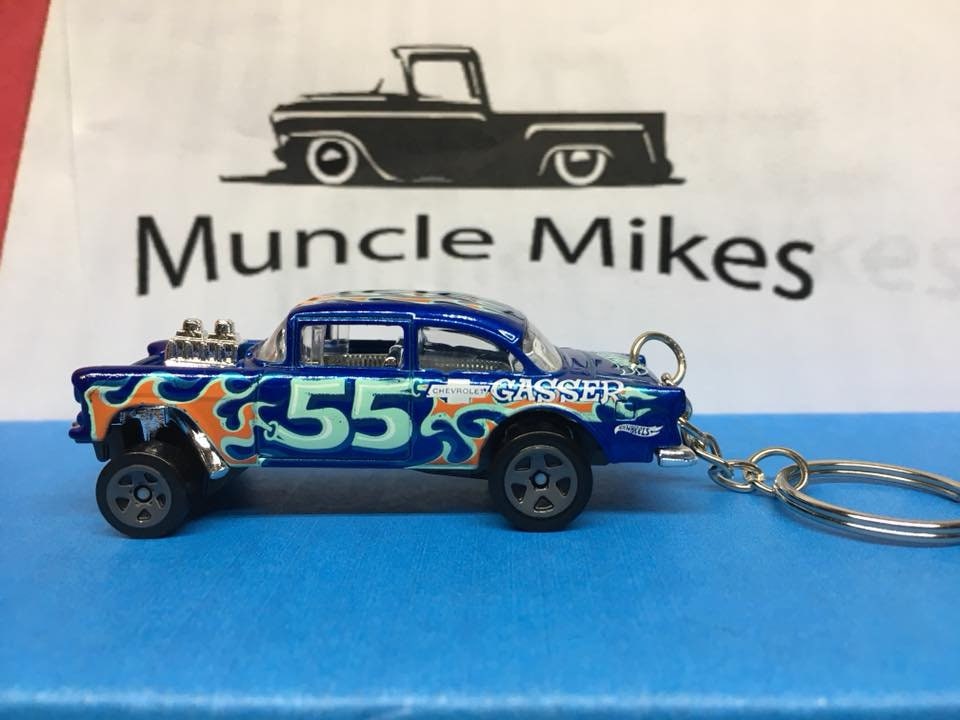 Custom Hot Wheels 55 Chevy Gasser Keychain