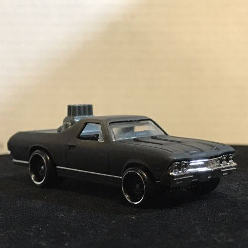 Custom Hot Wheels 1968 El Camino Hot Rod Custom Painted FLAT BLACK Free Shipping!