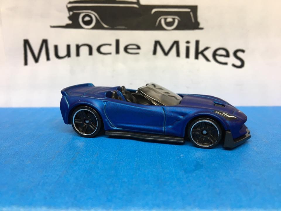 Custom Hot Wheels Corvette C7 Z06 Factory Satin Blue Convertible