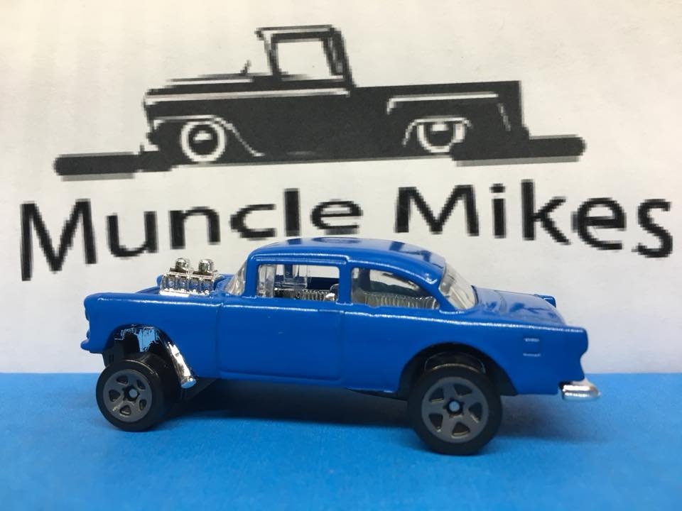 Custom Hot Wheels 55 Chevy Gasser SAIL BLUE