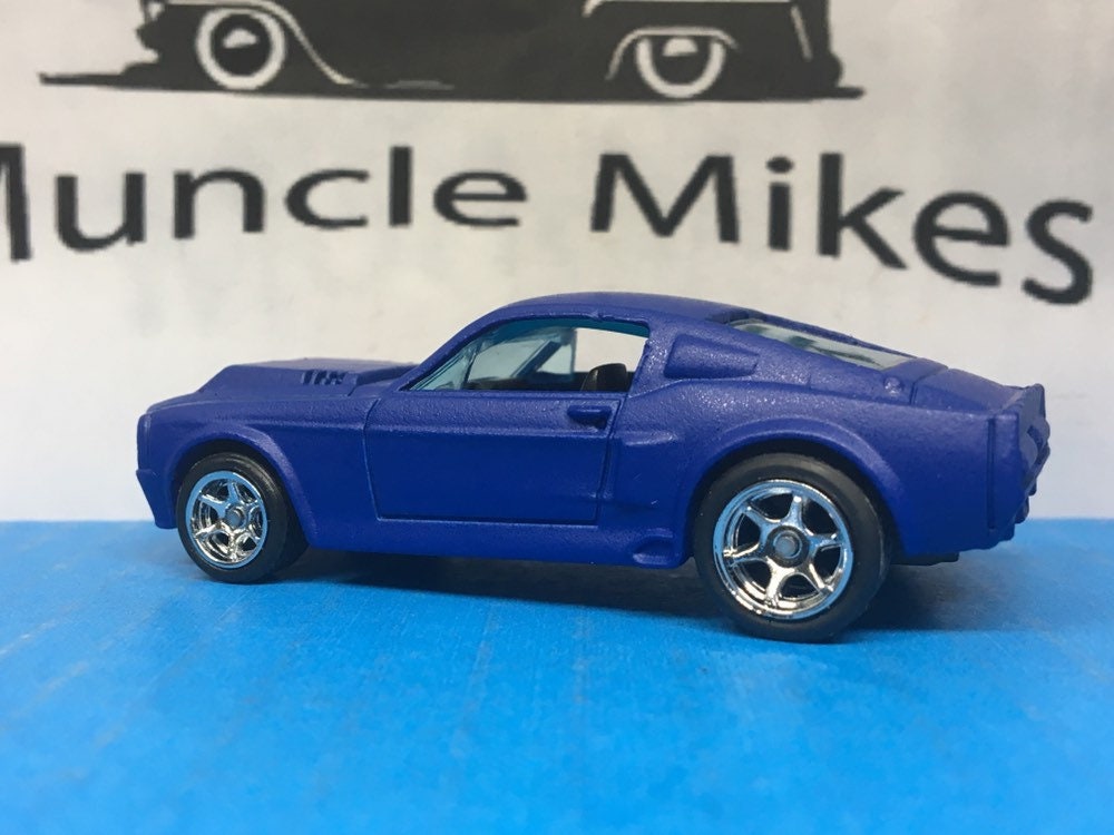 Custom Hot Wheels 1967 Mustang Shelby GT 500 Rubber Tires and FR-500 Racing Wheels Custom Painted Satin Ink Blue Free Shipping!