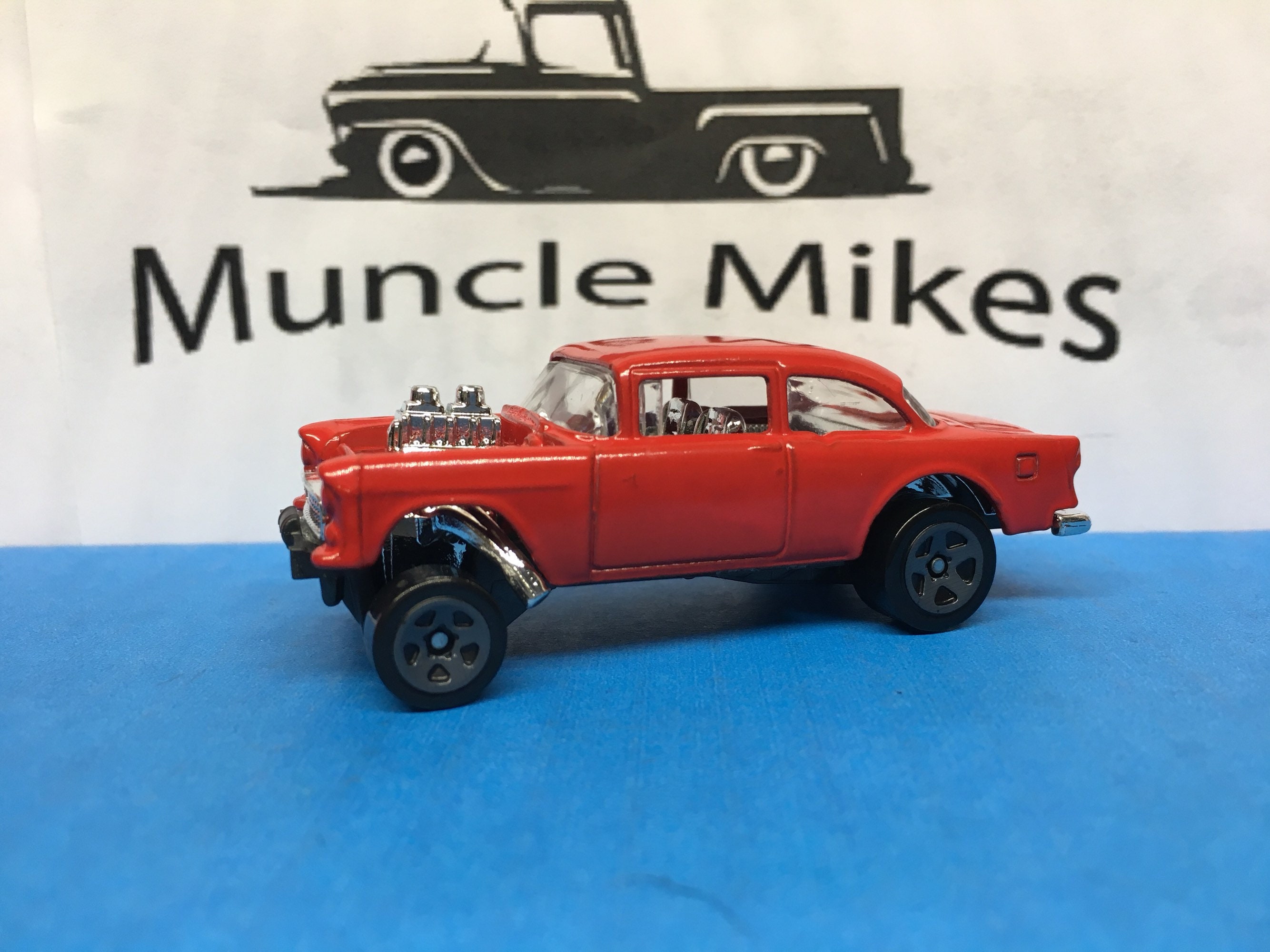Custom Hot Wheels 1955 Chevy Bel Air Gasser RED