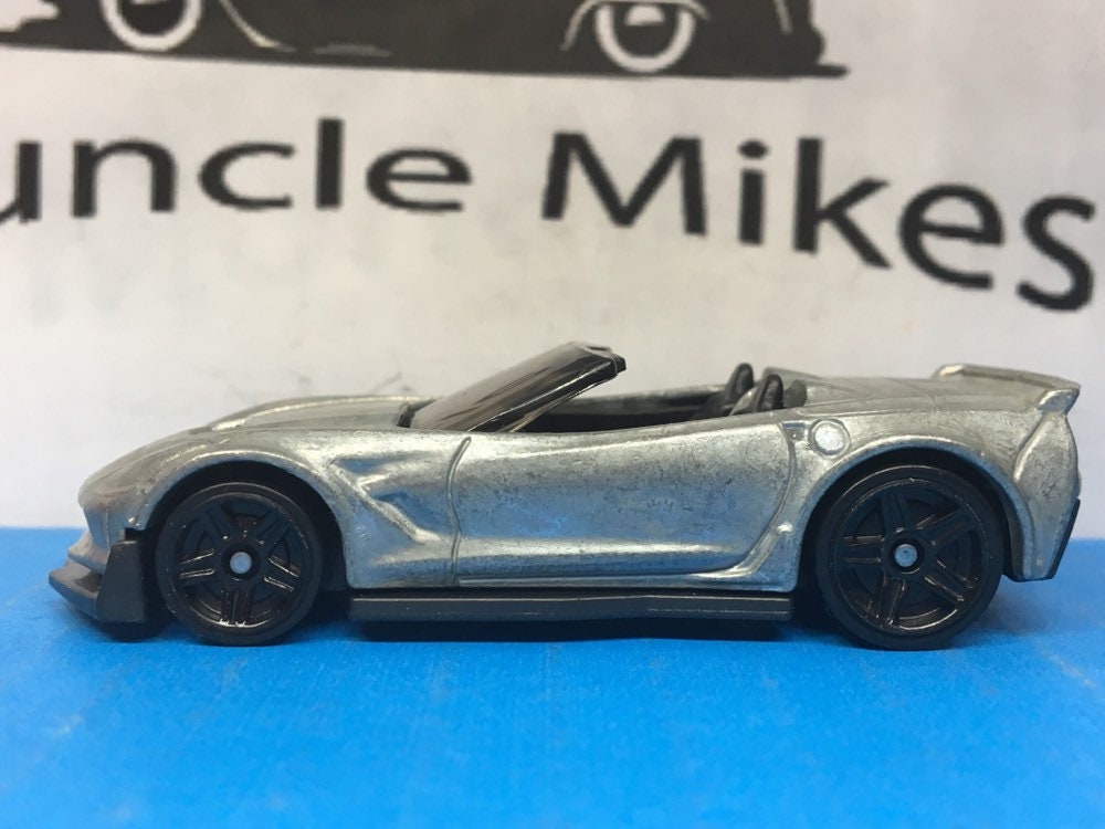 Custom Hot Wheels Chevy Corvette C7 Z06 Convertible Muscle Car Hot Rod Black Wheels BARE METAL