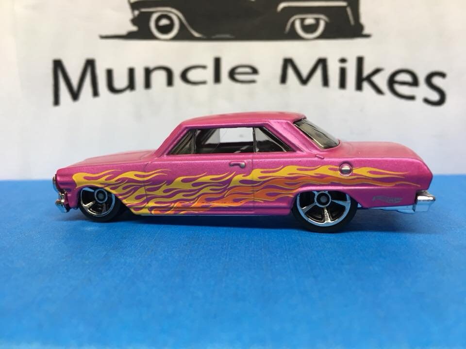 Custom Hot Wheels 63 Chevy II Nova Factory Flat Pink Factory Satin