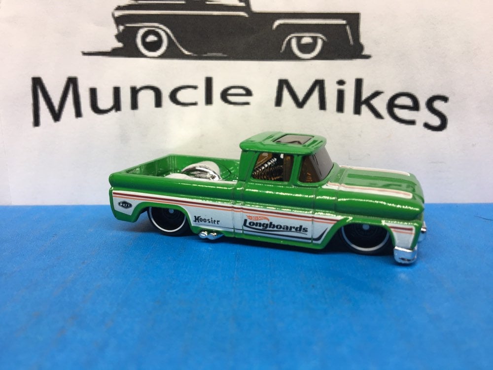 Collectible 2018 Hot Wheels 1962 Chevy Surf Up Pick Up Truck Green And White With Custom Clear Display Case