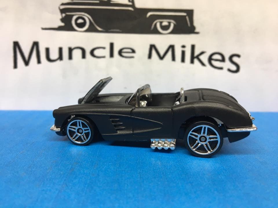 Custom Hot Wheels 1958 Corvette Custom Painted FLAT BLACK Free Shipping!