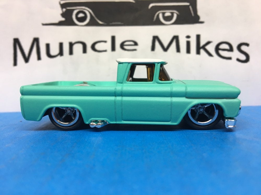 Custom Hot Wheels 1962 Chevy Rubber Tires American Racing Wheels Painted Two Tone FLAT BLUE & WHITE