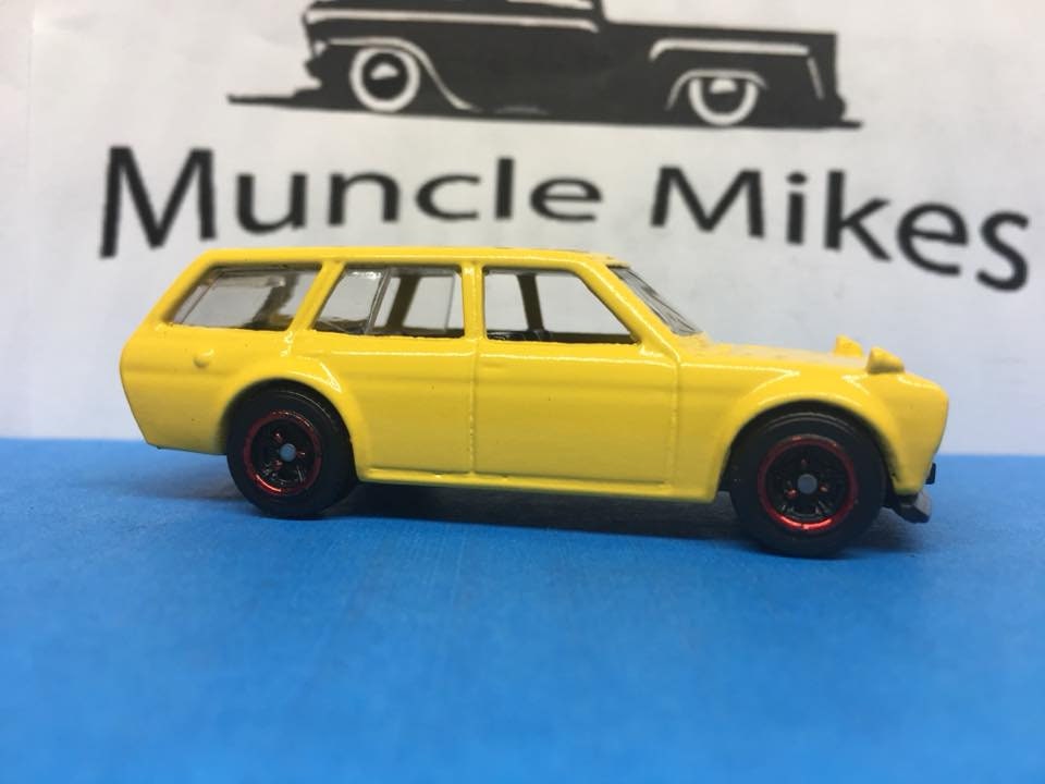 Custom Hot Wheels Datsun 510 Bluebird Station Wagon Yellow Matchbox Wheels