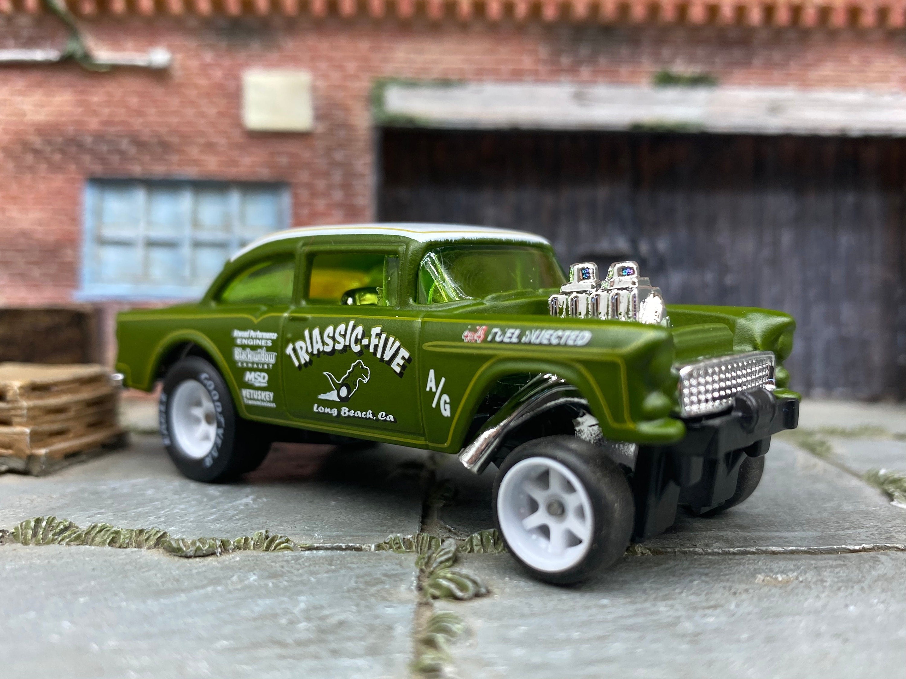 Custom Hot Wheels 1955 Chevy Gasser Drag Car Green Etsy