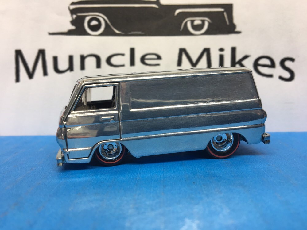 Custom Hot Wheels 1966 Dodge A 100 Van Real Rider Red Line Rubber Tires Polished Free Shipping!